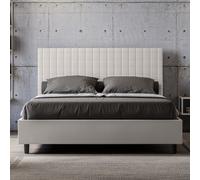 Letto matrimoniale senza rete imbottito 160x200 similpelle bianco Sunny