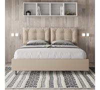 Letto matrimoniale senza rete imbottito 160x200 similpelle tortora Annalisa