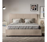 Letto matrimoniale senza rete imbottito 160x200 similpelle tortora Mika