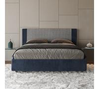 Letto matrimoniale senza rete imbottito 160x200 tessuto Labirinto 9 blu Rosal