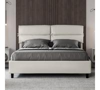 Letto matrimoniale senza rete imbottito 160x210 similpelle bianco Nandy