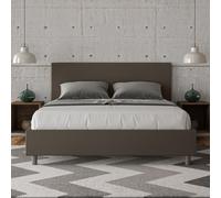 Letto matrimoniale senza rete imbottito 160x210 similpelle cappuccino Adele