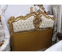 Letto Matrimoniale stile antico Barocco legno oro ecopelle avorio Swarovski LT26