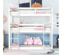 Letto matrimoniale su due letti singoli e tripli, facilmente convertibile in un letto a castello separato e piattaforma separata bianco, letto matrimoniale (bianco Twin)