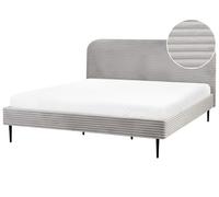 Letto matrimoniale velluto a coste grigio chiaro minimalista 180 x 200 cm Flayat