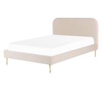 Letto matrimoniale velluto beige piedi oro minimalista 140 x 200 cm Flayat