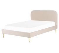 Letto matrimoniale velluto beige piedi oro minimalista 160 x 200 cm Flayat