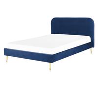 Letto matrimoniale velluto blu marino piedi oro minimalista 140 x 200 cm Flayat