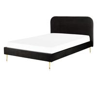 Letto matrimoniale velluto nero piedi oro minimalista 140 x 200 cm Flayat