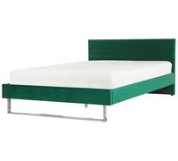 Letto Matrimoniale Velluto Verde Gambe in Metallo 180 x 200 cm Bellou