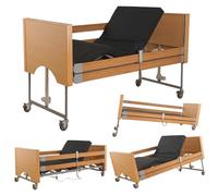 Letto medico completamente elettrico regolabile in altezza per la casa, letto ospedaliero a 5 funzioni con materasso, guardrail, ruote silenziose, carico 212 x 102 x 28-68 cm