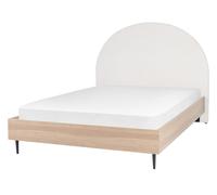 Letto moderno 140 x 200 cm matrimoniale Testiera imbottita Bianco e Beige Millay