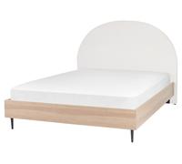 Letto moderno 160 x 200 cm matrimoniale Testiera imbottita Bianco e Beige Millay