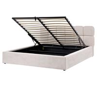 Letto moderno con contenitore rivestito in tessuto beige chiaro 160 x 200 cm Bas
