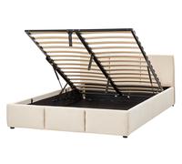 Letto moderno imbottito contenitore in velluto beige chiaro 140 x 200 cm Bousse