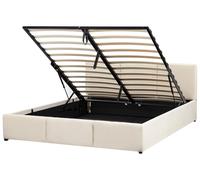 Letto moderno imbottito contenitore in velluto beige chiaro 160 x 200 cm Bousse