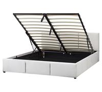 Letto moderno imbottito contenitore in velluto grigio chiaro 160 x 200 cm Bousse