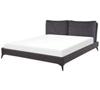 Letto moderno imbottito in ciniglia grigio 180 x 200 cm Melle