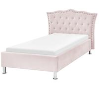 Letto moderno in velluto UE a una piazza con doghe Rosa Pastello Metz