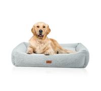 Letto ortopedico per cani Matteo Knuffelwuff con fiocchi di memory foam e rivestimento in morbido teddy XXL 120cm x 100cm Grigio chiaro