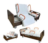 Letto ospedaliero 5 in 1 con funzione di inclinazione laterale e rotazione, letto medico completamente elettrico con ruote silenziose, materasso, fino a 440 libbre (207 * 102 * 47 cm)