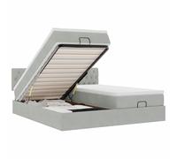 Letto ottomano con illuminazione 160 x 200 cm grigio chiaro velluto - Moderna soluzione per camera da letto con materassi inclusi e spazio per i vestiti