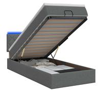 Letto Ottomano con Materasso e LED Grigio Scuro 90 x 190 cm