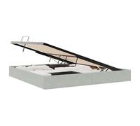 Letto Ottomano Grigio Chiaro 200 x 200 cm Velluto Moderno Queen Size con Contenitore Sollevamento Idraulico Struttura Metallica Polvere Verniciato Salvaspazio Biancheria Camera da Letto