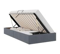 Letto Ottomano Grigio Scuro 100 x 200 cm Velluto Modern Storage Bed Frame with Hydraulic Lift, Metal Frame Powder Coated, Velvet Upholstered Single Bed for Bedroom Guest Room, 140 kg Weight Capacity