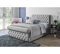 Letto ottomano king size con contenitore, letto imbottito con sollevatore a gas, base, testiera | telaio in rete resistente (grigio) (cigno spagnolo)