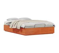 Letto Ottomano Marrone Cera 120 x 190 cm Storage Bed Frame with Hydraulic Lift, Solid Pine Wood Ottoman Bed for Space Saving, No Box Spring Needed, Easy Assembly, for Bedroom and Guest Room