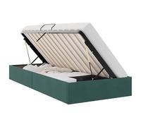 Letto Ottomano Verde Scuro 100 x 200 cm Velluto Double Bed Frame with Hydraulic Storage Lift Up Mechanism, Modern Upholstered Platform Metal Frame with Velvet Finish, No Box Spring Needed for Bedroom