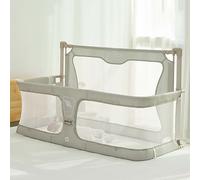 Letto per bambini, 120 x 50 cm, culla, culla evolutiva, letto cododo bebe con zanzariera, finestra in rete traspirante e visibile, fodera morbida lavabile e robusta lega di alluminio ( Color
