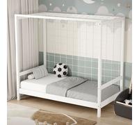 Letto per bambini 80x160 cm bianco lettino con forma porta da calcio pallamano
