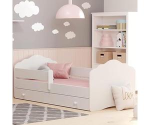 Letto per bambini 80x160 cm con materasso e cassetto rete a doghe e sponde di sicurezza rimovibili Set completo Lettino con sponde di sicurezza Letto per ragazzi singolo | da 3 a 10 anni