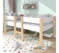 Letto per bambini 90x190/cm con protezione anticaduta e ampio spazio portaoggetti sotto il letto, perno, bianco e Rovere