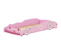 Letto per Bambini da 3-5 Anni 140x70 cm a Forma di Macchina con Sponde Rialzate di Sicurezza Rosa