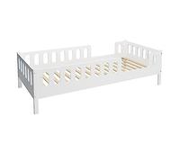 Letto per bambini e ragazzi LARS 90x200 cm - Bianco, Design classico, Convertibile, Protezione antiribaltamento flessibile con ingresso
