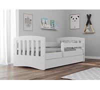 Letto per bambini singolo 140x70 160x80 180x80 con sponda anticaduta con barriera cassettone estraibile e telaio a doghe per bambini e bambine - Classico - bianco - 80 x 180 cm