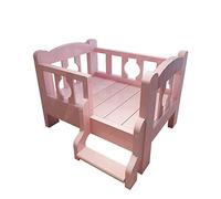Letto per cani Cuccia per cani in legno Cuccia per gatti rosa Cuccia per animali domestici con parapetto e scale rialzate Gradini per animali domestici di taglia grande e media Canile per cani