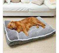 Letto per cani di taglia grande, materasso con cuscino per cuccia per gabbia, divano letto per animali domestici, super morbido per cani di taglia media, jumbo e piccola (grigio, XXL: 116,8 x 76,2 x