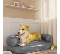 Letto per Cani Ergonomico Gommapiuma Grigio 75x53 cm Similpelle