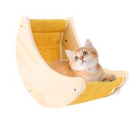 Letto per finestra per gatti, sedile per gatti all'interno, in legno, a forma di mezza luna, trespolo con forti ventose per dormire e guardare gli uccelli, Giallo