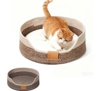 Letto per Gatti in Corda di Cotone, Cuccia per Gatti con Cuscino, Lettino per Gattis, 40 cm, Lavabile, per Dormire Tutti i Gattis, con Cuscino, Universale per Tutte le Stagioni (Nero e Marrone Caffè)