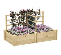 Letto per Orto 119x62,5x64 cm con 3 Tralicci e 2 Fioriere con Fondo Aperto in Legno di Abete