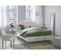 Talamo Italia - Letto piazza e mezza Clotilde, Letto contenitore con rivestimento in ecopelle, 100% Made in Italy, Apertura frontale, adatto per materasso Cm 120x190, Bianco