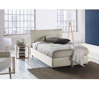 Talamo Italia - Letto piazza e mezza Desirée, Letto contenitore con rivestimento in tessuto, 100% Made in Italy, Apertura frontale, con materasso Cm 120x190 incluso, Beige