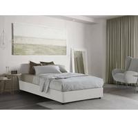 Talamo Italia - Letto piazza e mezza Nicole, Letto contenitore con rivestimento in tessuto, 100% Made in Italy, Apertura frontale, adatto per materasso Cm 120x190, Bianco