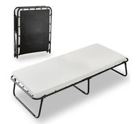 Letto pieghevole per 1 persona, 80 x 190 cm, letto supplementare pieghevole con materasso di memoria 7 cm, comfort ergonomico, compatto e robusto, carico 150 kg, per ospiti e ufficio, nero