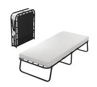 Letto pieghevole per 1 persona, 80 x 190 cm, letto supplementare pieghevole, materasso ortopedico in memoria 7 cm, carico 150 kg, comfort e supporto, risparmio di spazio, per ospiti e ufficio, nero